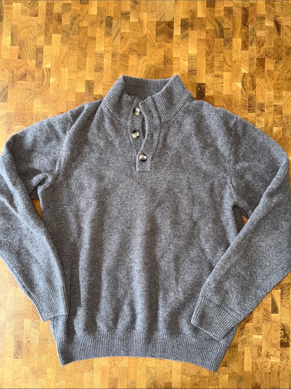 Men's Taupe Button Mock-Neck Sweater